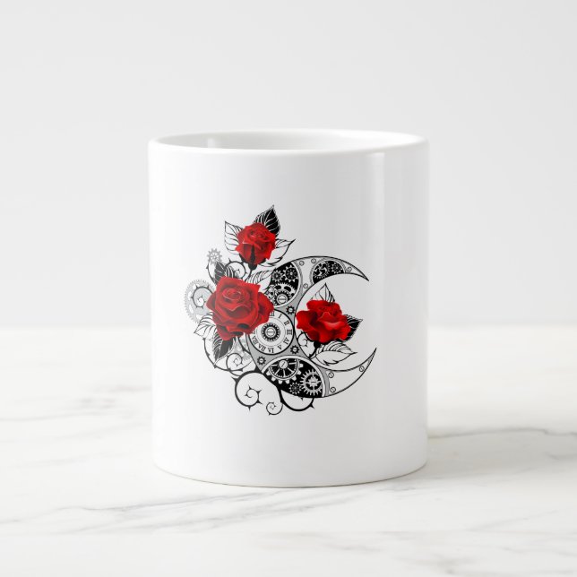 Mechanischer Halbmond mit Rote Rosen Jumbo-Tasse (Vorderseite)