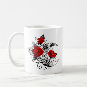 Mechanischer Halbmond mit Rote Rosen Kaffeetasse