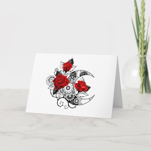 Mechanischer Halbmond mit Rote Rosen Karte (Vorderseite)