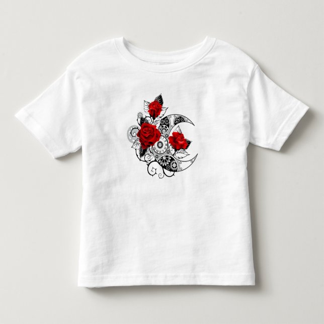 Mechanischer Halbmond mit Rote Rosen Kleinkind T-shirt (Vorderseite)