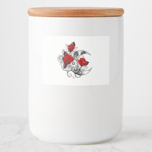 Mechanischer Halbmond mit Rote Rosen Lebensmitteletikett