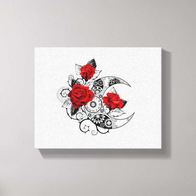 Mechanischer Halbmond mit Rote Rosen Leinwanddruck (Vorderseite)