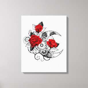 Mechanischer Halbmond mit Rote Rosen Leinwanddruck