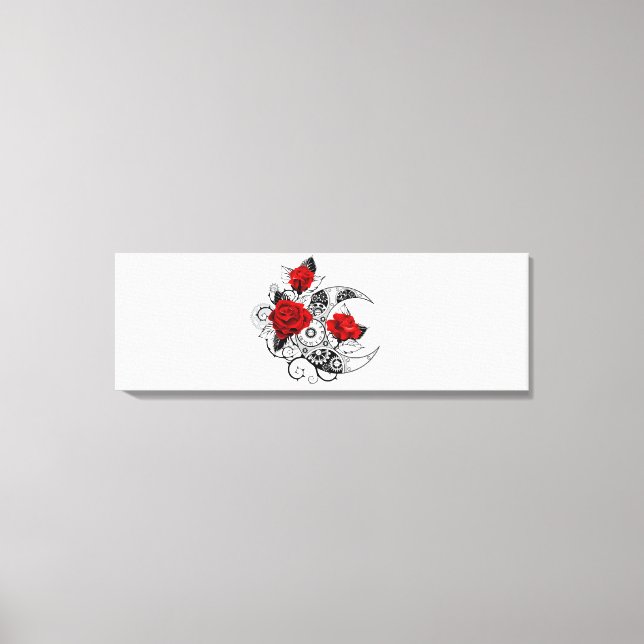 Mechanischer Halbmond mit Rote Rosen Leinwanddruck (Vorderseite)