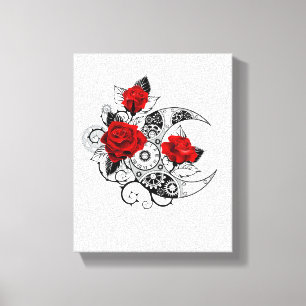 Mechanischer Halbmond mit Rote Rosen Leinwanddruck