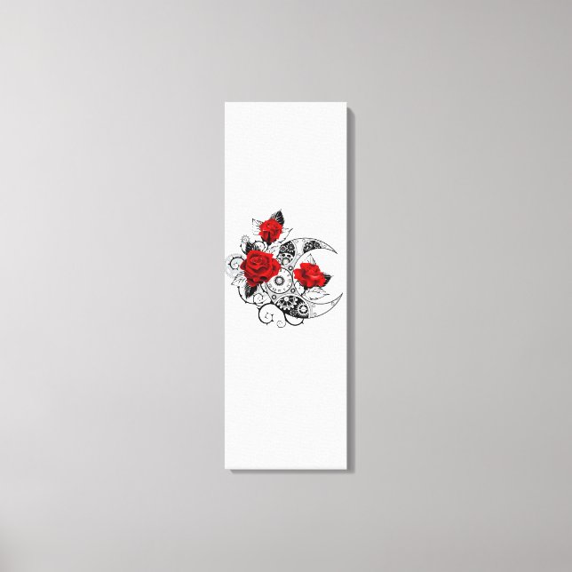 Mechanischer Halbmond mit Rote Rosen Leinwanddruck (Vorderseite)