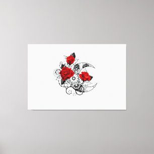 Mechanischer Halbmond mit Rote Rosen Leinwanddruck
