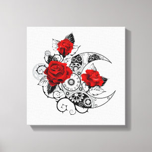 Mechanischer Halbmond mit Rote Rosen Leinwanddruck