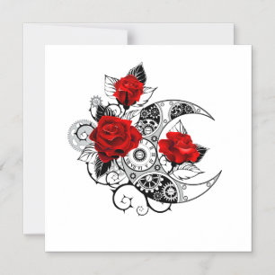 Mechanischer Halbmond mit Rote Rosen Magneteinladung
