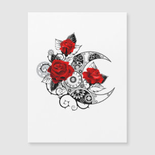 Mechanischer Halbmond mit Rote Rosen Magneteinladung