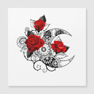 Mechanischer Halbmond mit Rote Rosen Magneteinladung