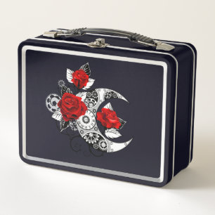 Mechanischer Halbmond mit Rote Rosen Metall Brotdose
