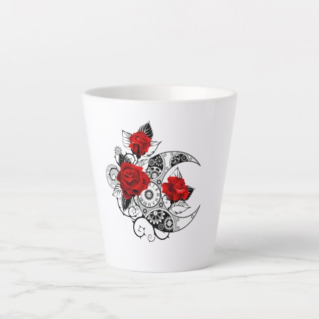 Mechanischer Halbmond mit Rote Rosen Milchtasse (Vorderseite)