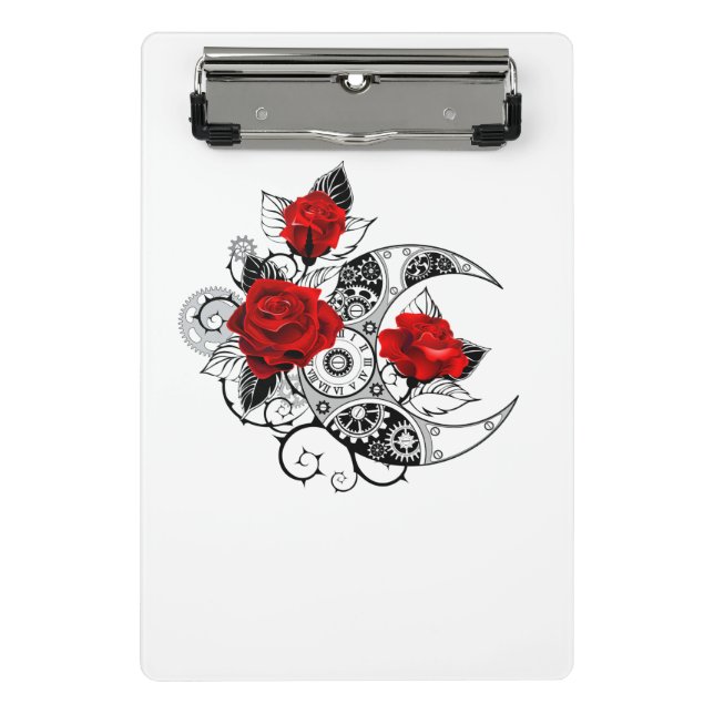 Mechanischer Halbmond mit Rote Rosen Mini Klemmbrett (Vorderseite)