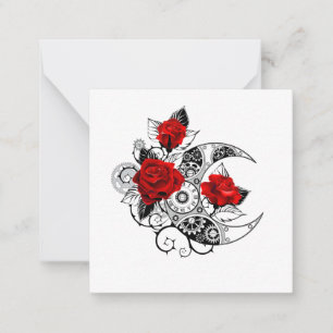 Mechanischer Halbmond mit Rote Rosen Mitteilungskarte