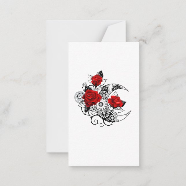 Mechanischer Halbmond mit Rote Rosen Mitteilungskarte (Vorderseite)