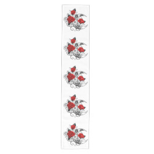 Mechanischer Halbmond mit Rote Rosen Mittelgroßer Tischläufer