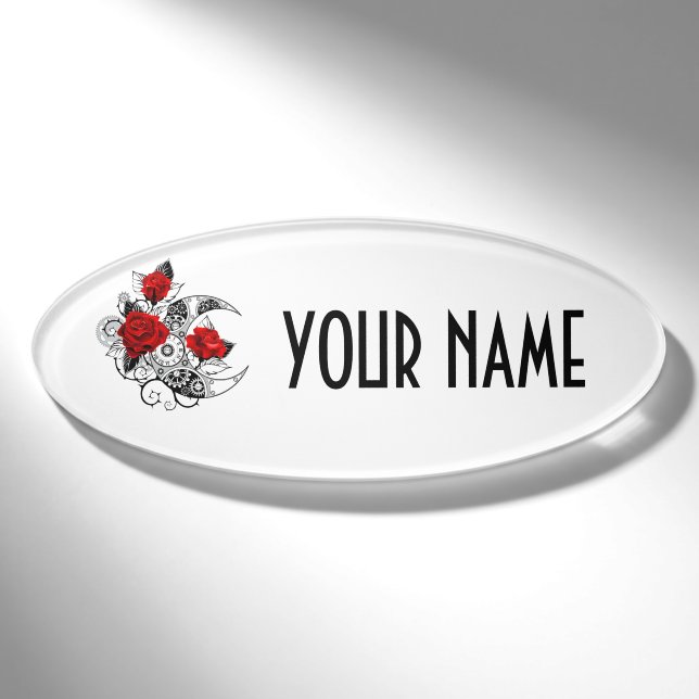 Mechanischer Halbmond mit Rote Rosen Namenschild (Vorderseite)