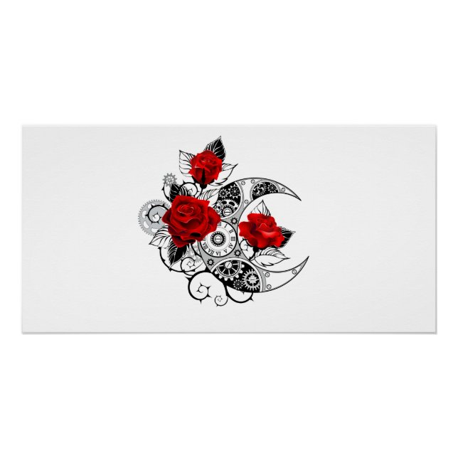 Mechanischer Halbmond mit Rote Rosen Poster (Vorderseite)