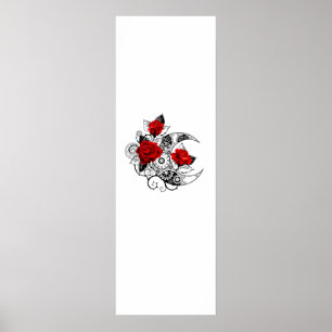 Mechanischer Halbmond mit Rote Rosen Poster