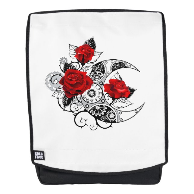 Mechanischer Halbmond mit Rote Rosen Rucksack (Vorderseite)