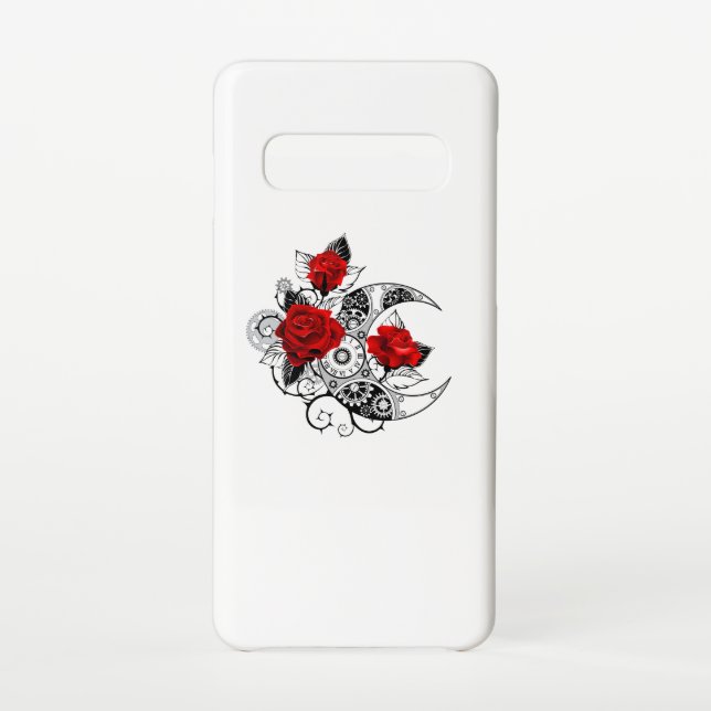 Mechanischer Halbmond mit Rote Rosen Samsung Galaxy Hülle (Rückseite)