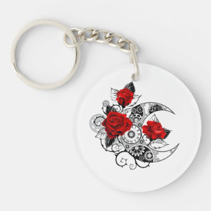 Mechanischer Halbmond mit Rote Rosen Schlüsselanhänger