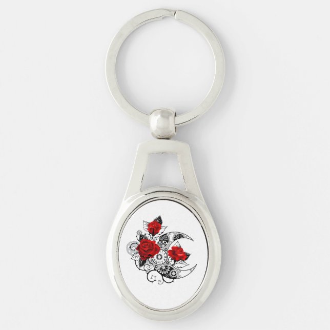 Mechanischer Halbmond mit Rote Rosen Schlüsselanhänger (Vorderseite)