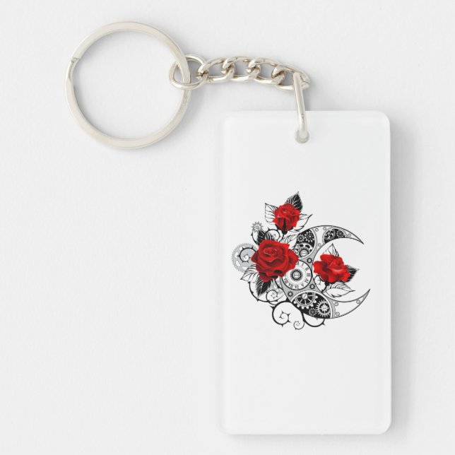 Mechanischer Halbmond mit Rote Rosen Schlüsselanhänger (Vorderseite)