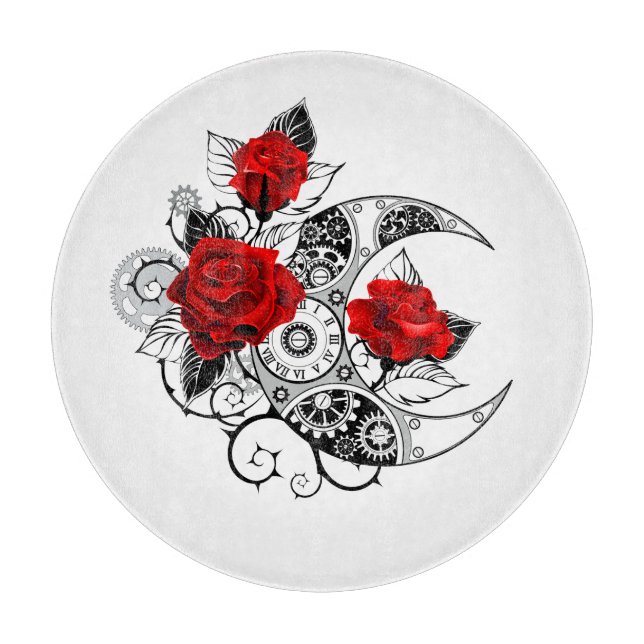 Mechanischer Halbmond mit Rote Rosen Schneidebrett (Vorderseite)