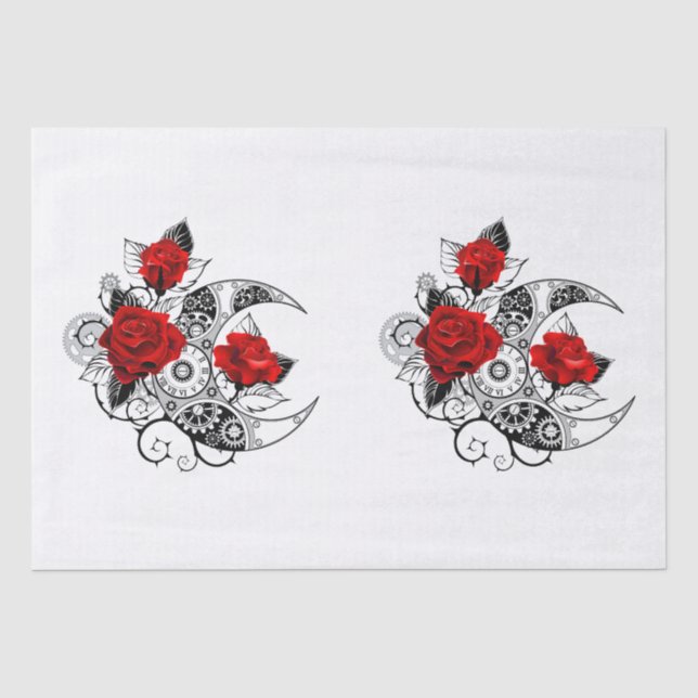 Mechanischer Halbmond mit Rote Rosen Seidenpapier (Vorderseite)