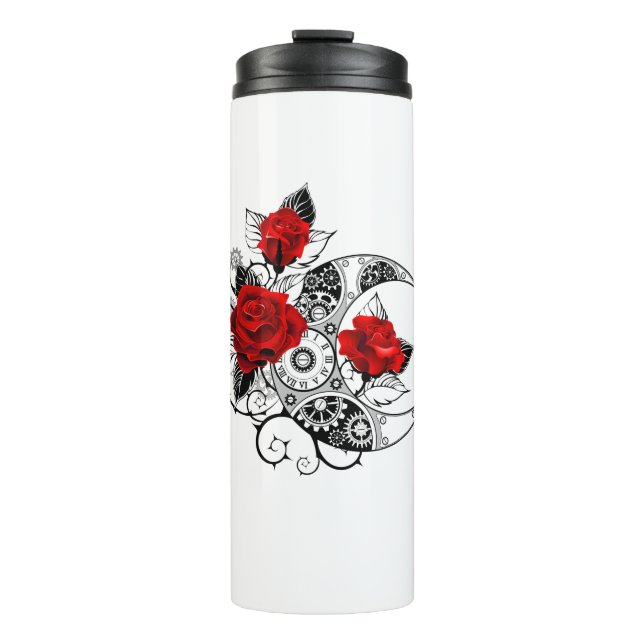 Mechanischer Halbmond mit Rote Rosen Thermosbecher (Vorderseite)