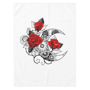 Mechanischer Halbmond mit Rote Rosen Tischdecke