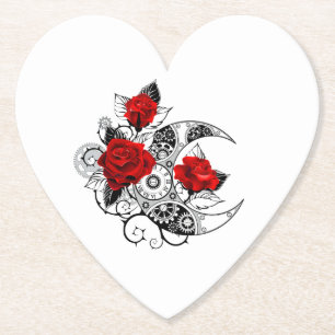 Mechanischer Halbmond mit Rote Rosen Untersetzer