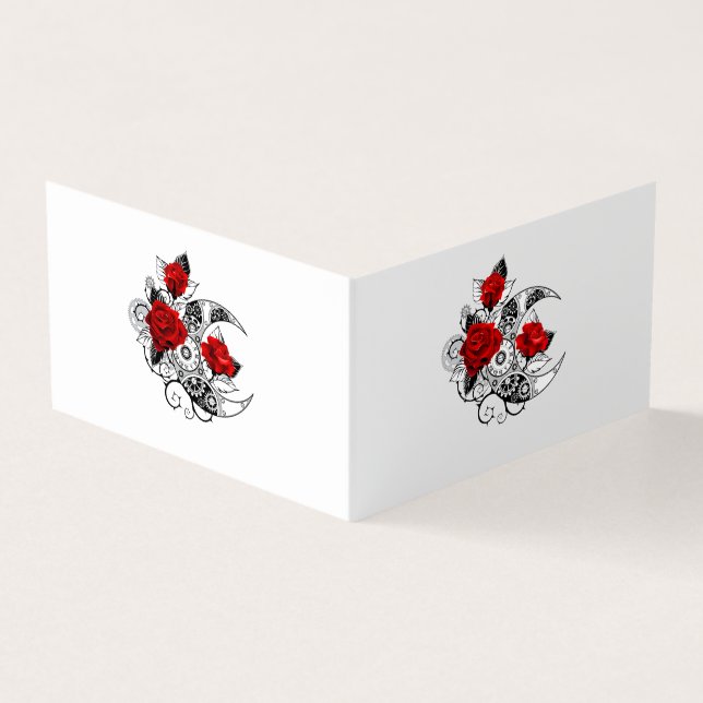 Mechanischer Halbmond mit Rote Rosen Visitenkarten (Vorderseite)