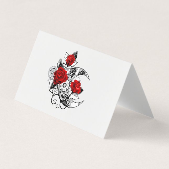 Mechanischer Halbmond mit Rote Rosen Visitenkarten (Vorderseite)