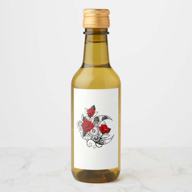 Mechanischer Halbmond mit Rote Rosen Weinetikett (Vorderseite)