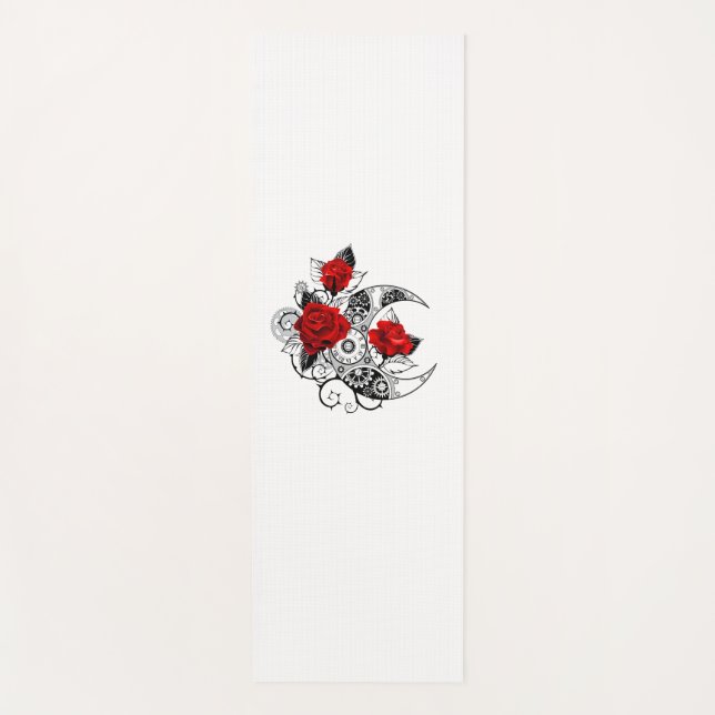 Mechanischer Halbmond mit Rote Rosen Yogamatte (Vorderseite)