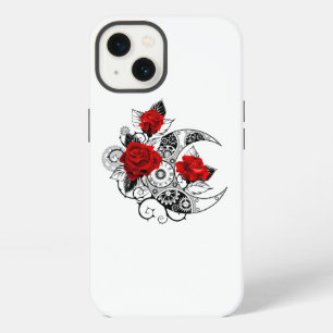 Mechanischer Halbmond mit roten Rosen iPhone Hülle