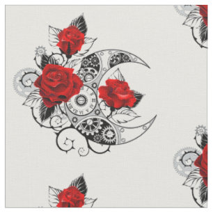 Mechanischer Halbmond mit roten Rosen Stoff