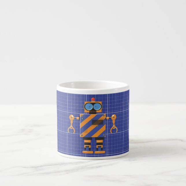 Mechanischer Roboter-Cartoon Espressotasse (Vorderseite)