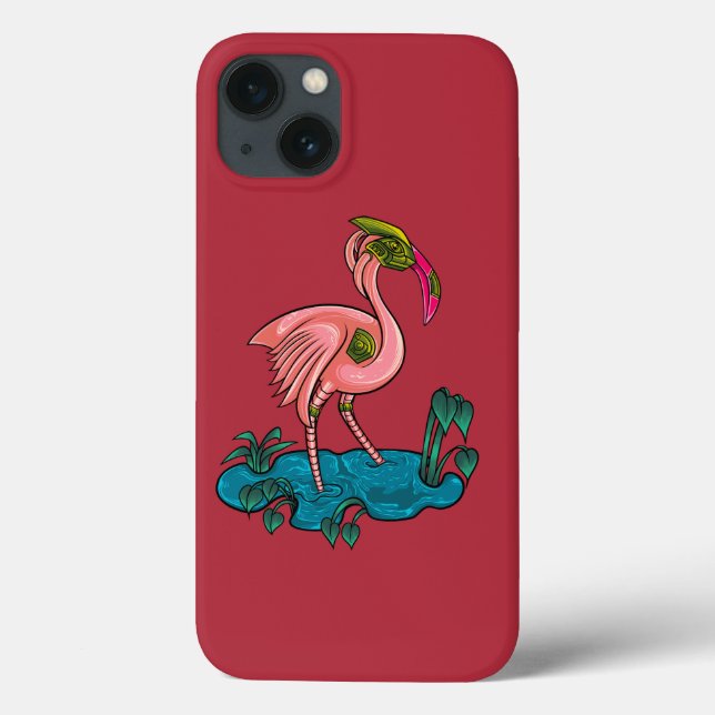 Mechanischer Vogel, rosa Flamingo Mecha Robot Case-Mate iPhone Hülle (Rückseite)