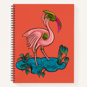Mechanischer Vogel, rosa Flamingo Mecha Robot Notizbuch