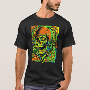 Mechanischer Wiedergeburt Totenkopf-Shirt Biker-Ga T-Shirt