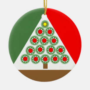 Mechanischer Zahnrad-Weihnachtsbaum Keramik Ornament