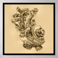 Mechanischer Zeichn von Steampunkdrucken für das m