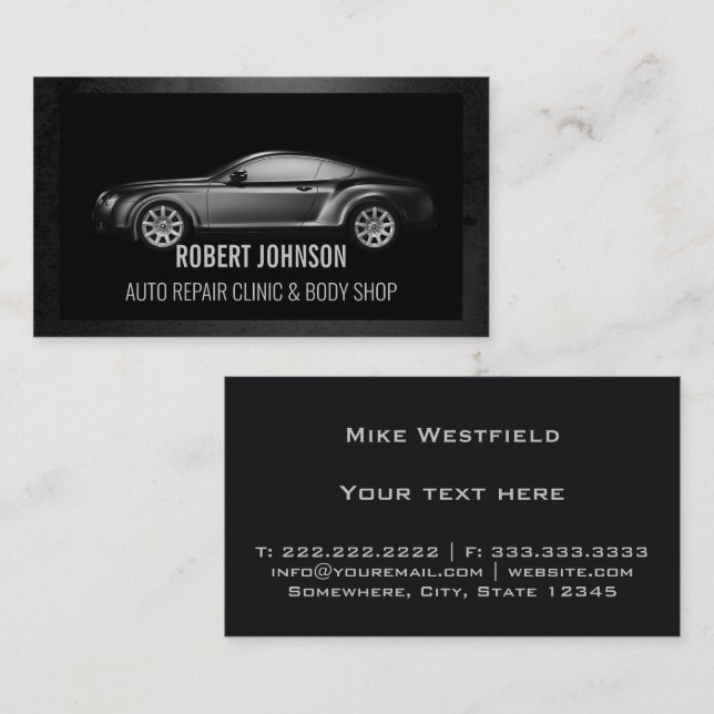 Mechanisches Auto Black Fast Repair Center Visitenkarte (Vorne/Hinten)