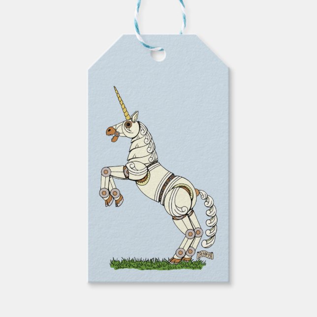 Mechanisches Einhorn Geschenkanhänger (Vorderseite)