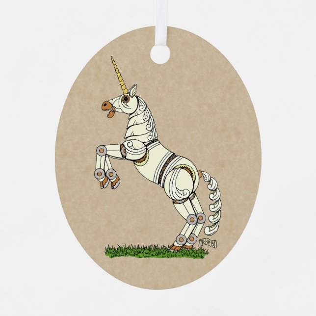 Mechanisches Einhorn Ornament Aus Metall (Vorderseite)