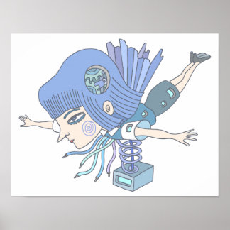Mechanisches Fantasy-Mädchen. Poster
